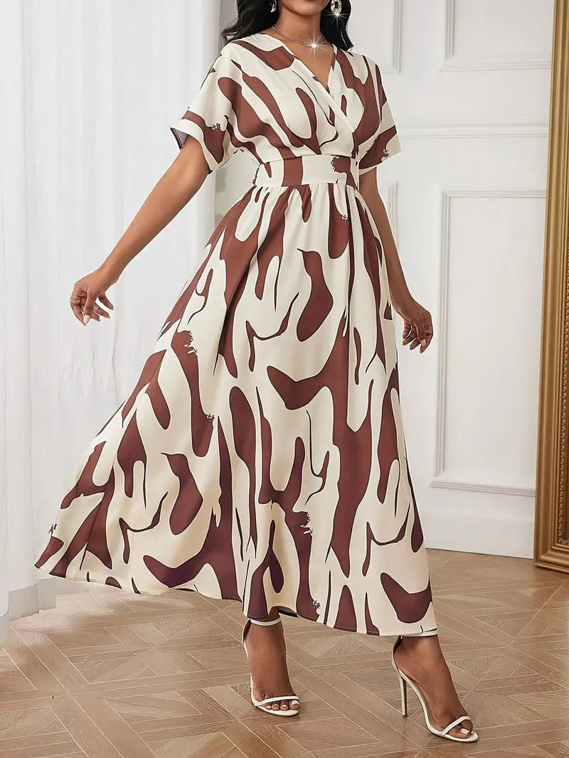 Bianca - Women's Abstract Elegance Wrap Maxi Dress