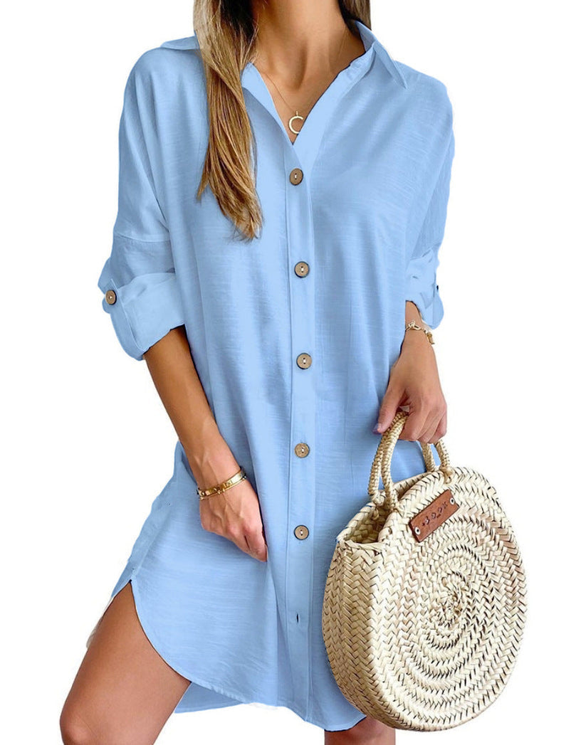 Zyra - Women's Button-Up Shirt Dress