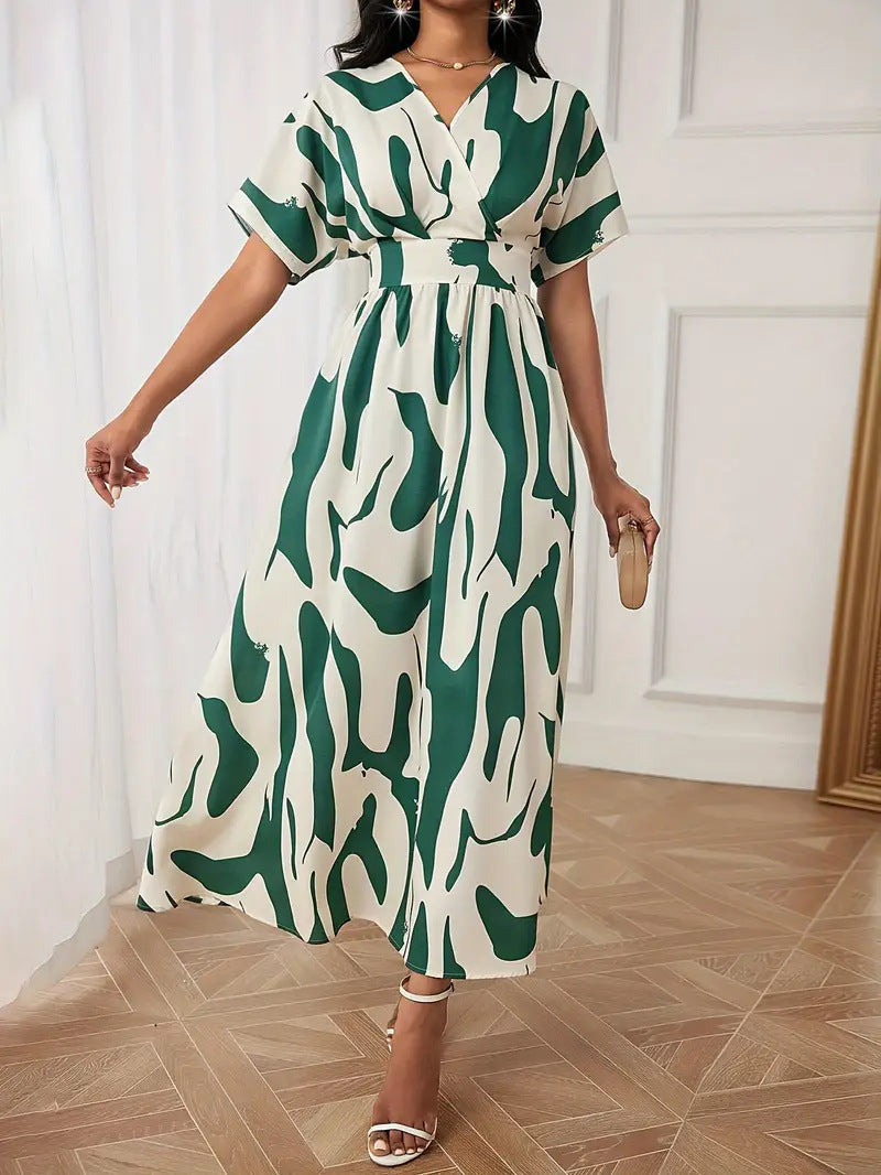 Bianca - Women's Abstract Elegance Wrap Maxi Dress