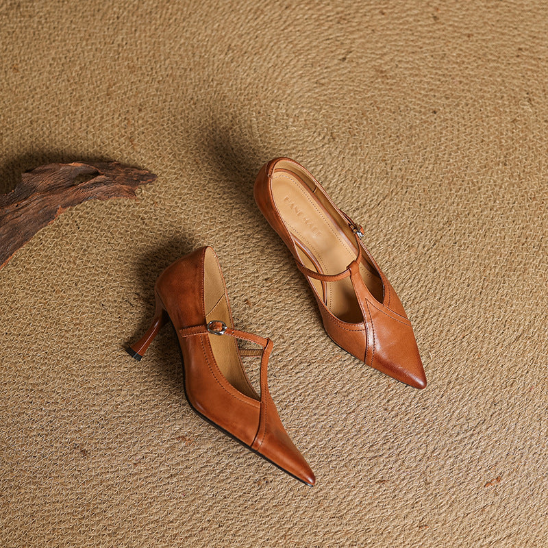 Women's Vintage T-Strap Pumps with Adjustable Strap