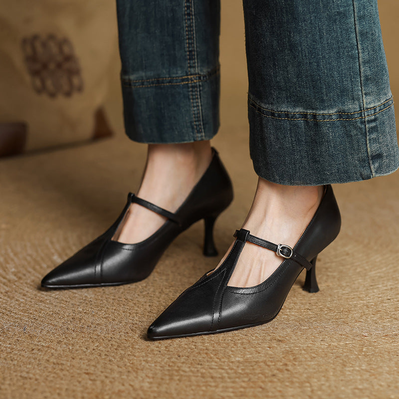 Women's Vintage T-Strap Pumps with Adjustable Strap