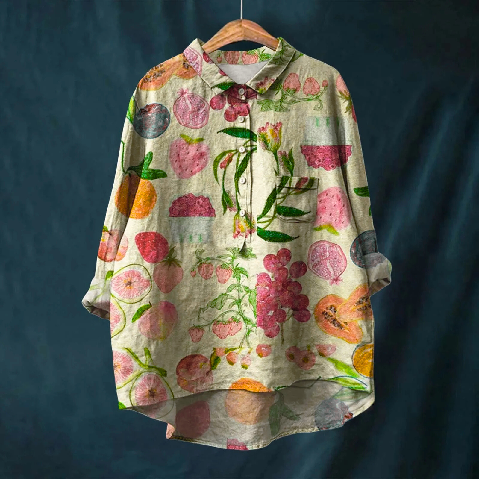 Ocean - Women's Floral Button-Up Shirt