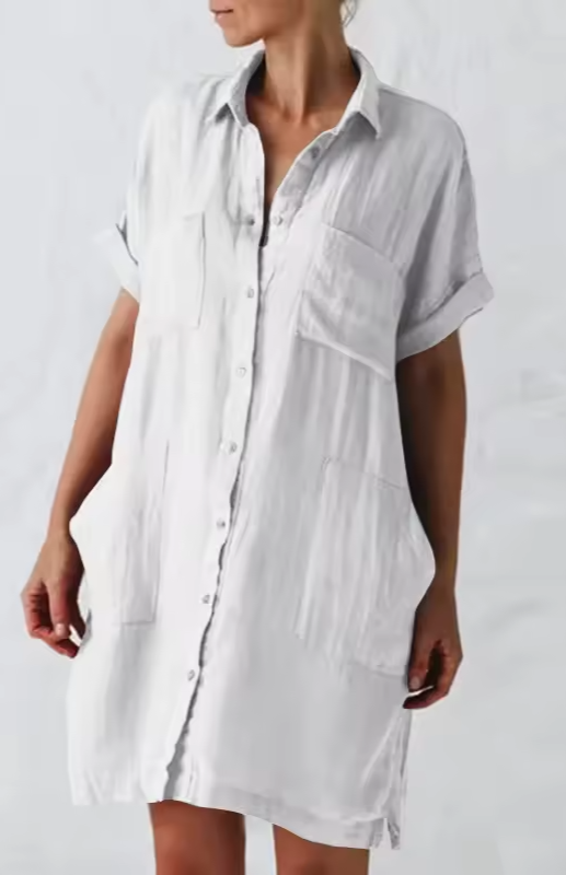Jillian - Women's Button-Down Shirt Dress with Lapel Collar and Pockets (Plus Size Available) - photo 7