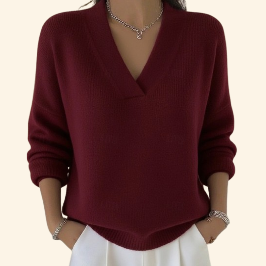 Jersey de mujer con cuello de pico y corte holgado