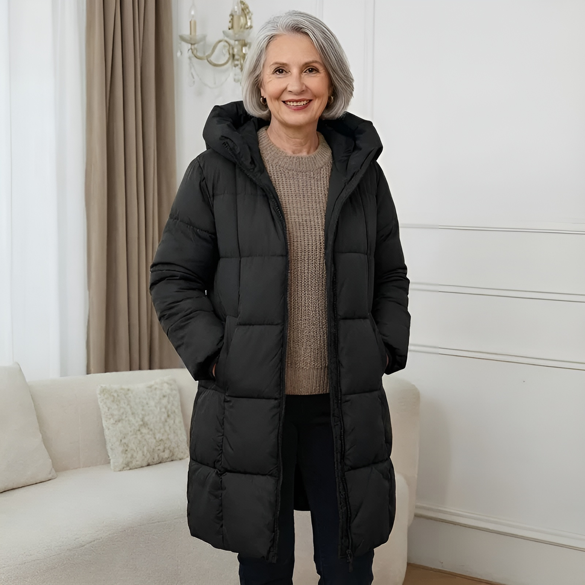 Women's Long Padded Coat with Hood