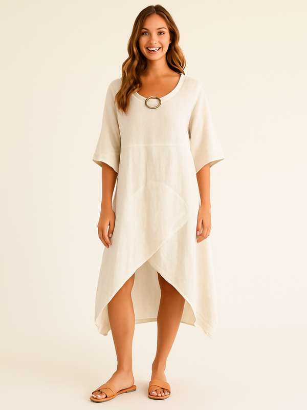 Asymmetric Hem Cotton Linen Dress – Sienna