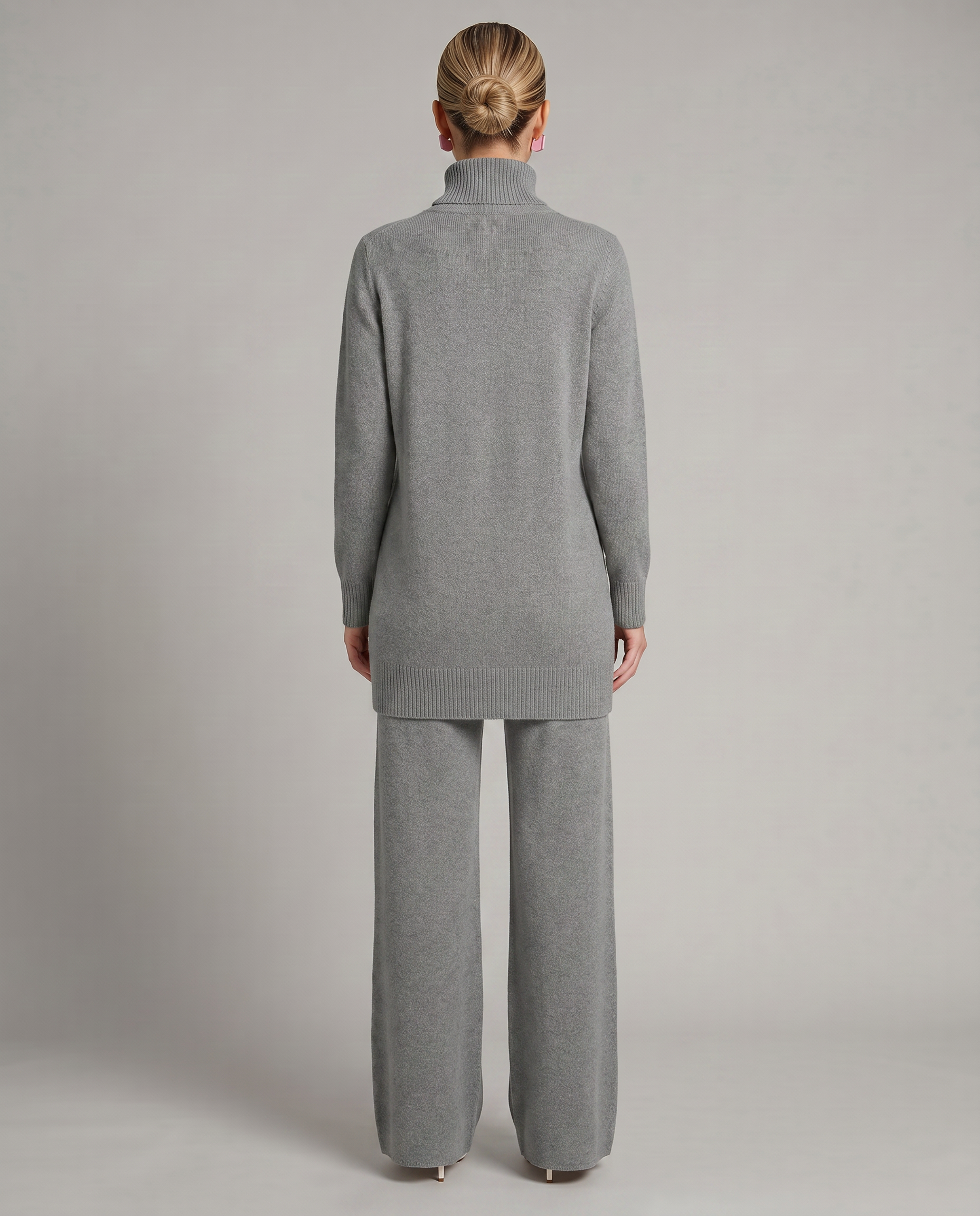 Eileen - Women's Knitted Co Ord Set with Turtleneck and Wide Leg Trousers