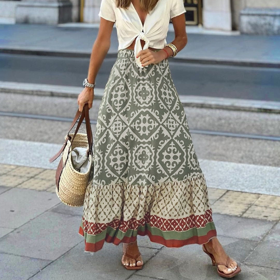 Abby - Women's Bree Boho Maxi Skirt with Adjustable Waist for Effortless Bohemian Style - photo 2