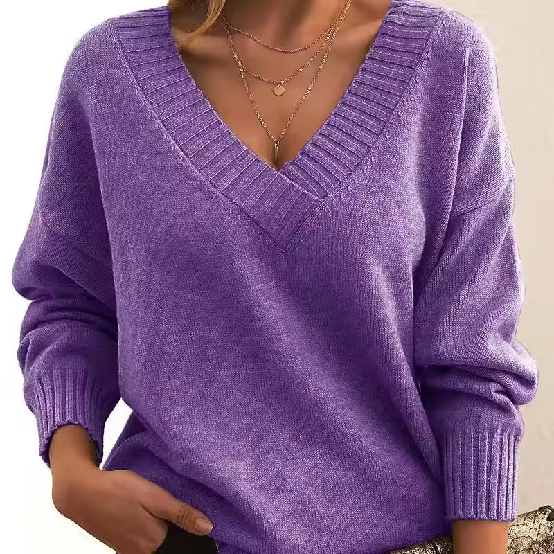 Skye - Women's V-Neck Knit Sweater