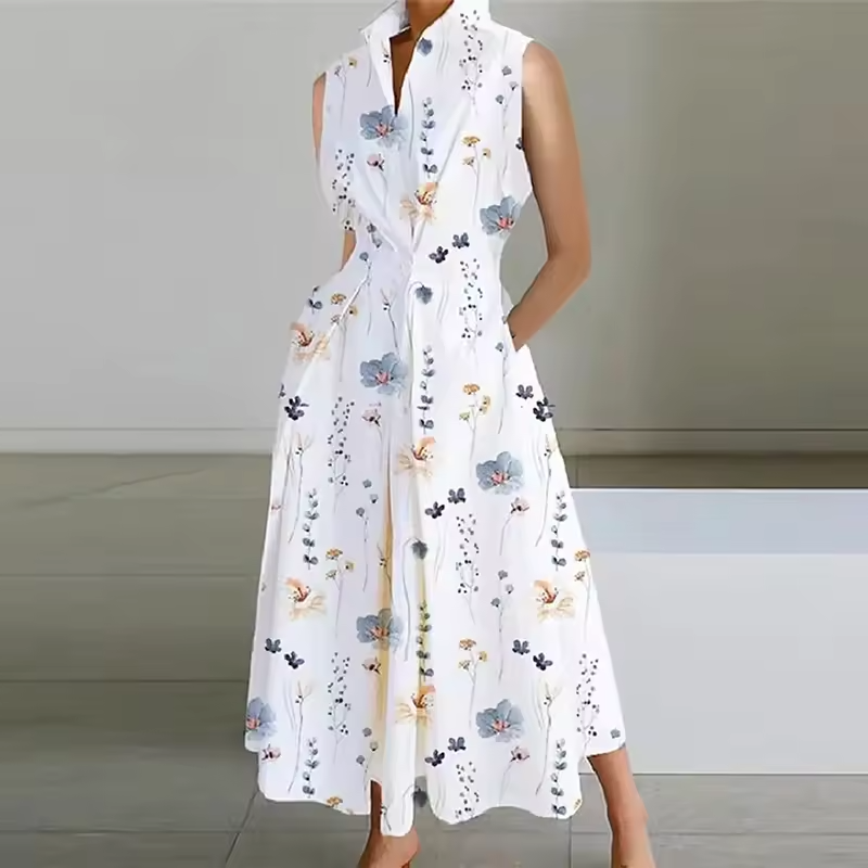 Estelle - Women's Collared Shirt Dress with Button-Down Front and Cinched Waist - photo 2