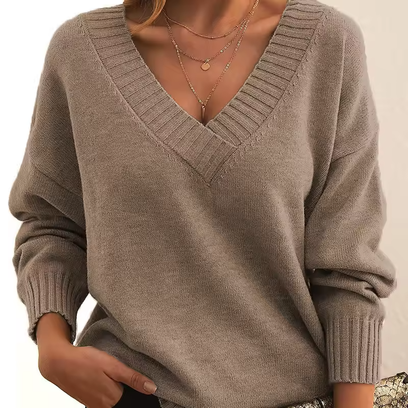 Skye - Women's V-Neck Knit Sweater