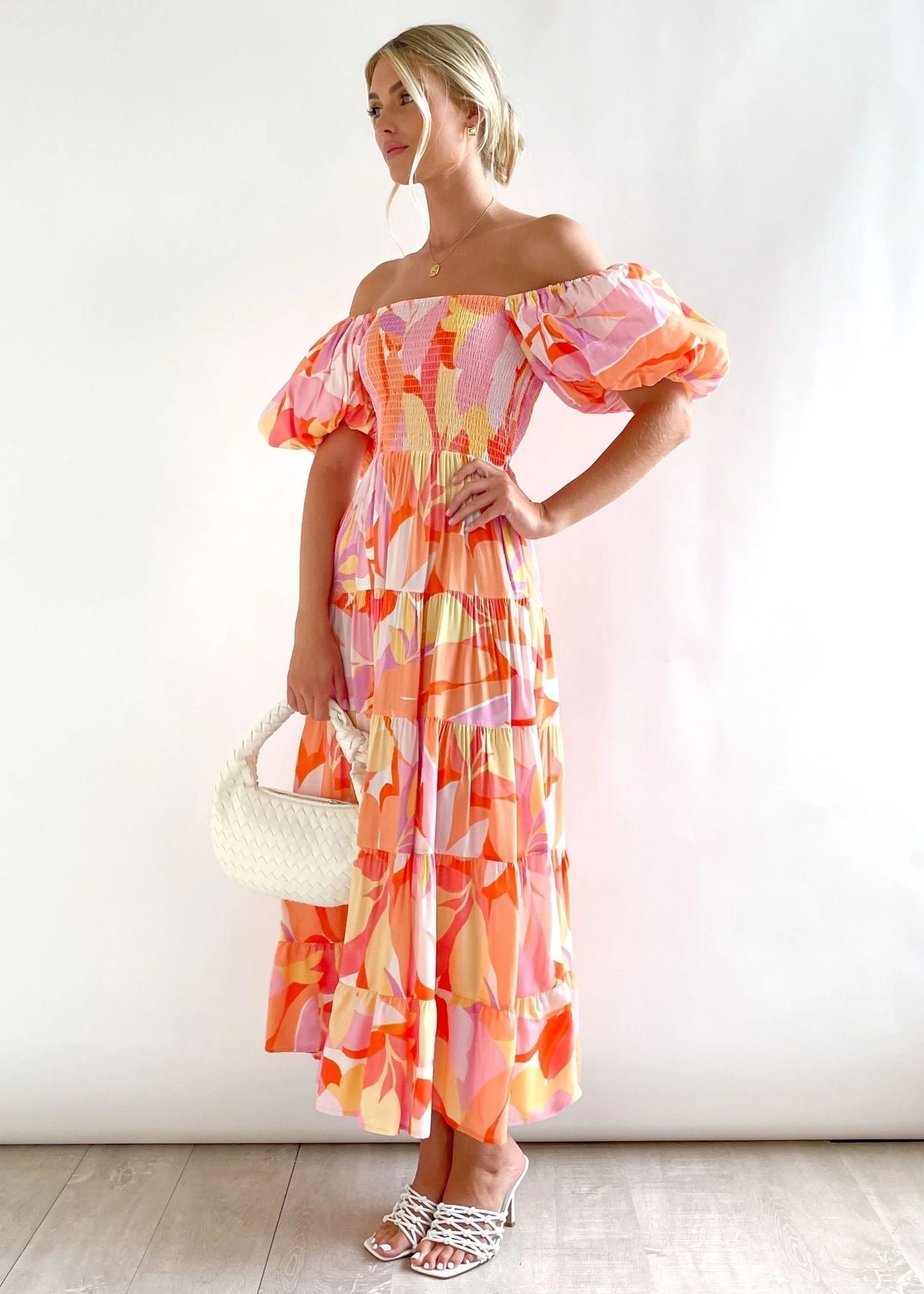 Seraphina - Women's Off-Shoulder Floral Midi Dress Romantic and Elegant