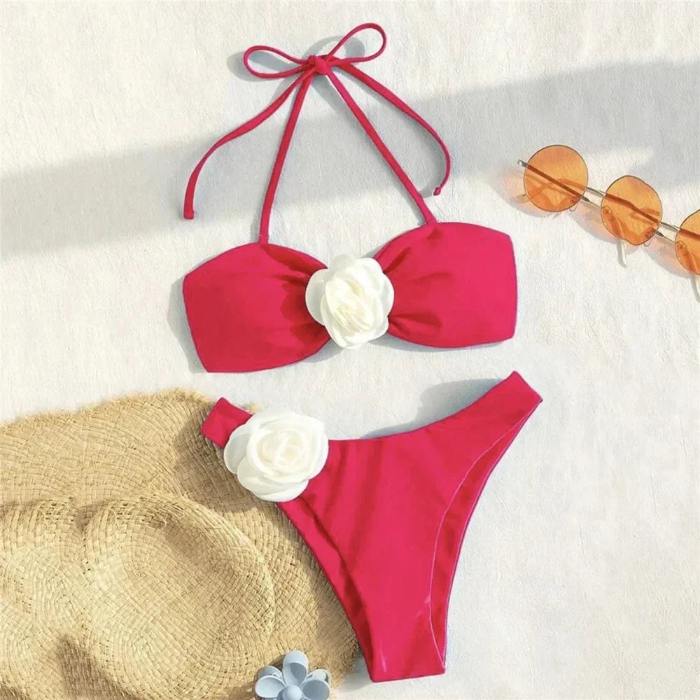 Venus - Women's Floral Accent Bikini Set
