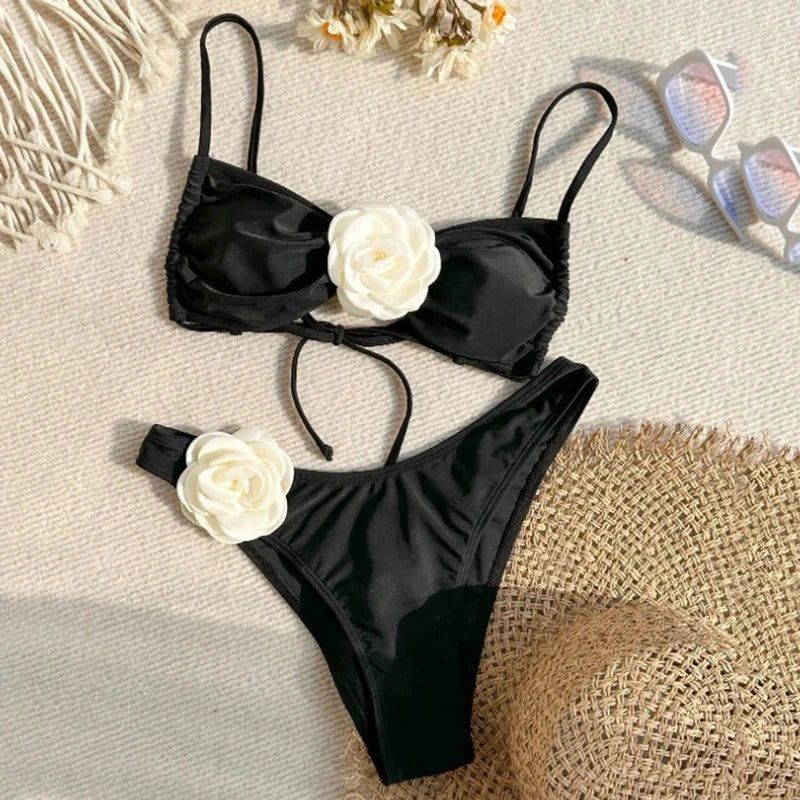 Venus - Women's Floral Accent Bikini Set
