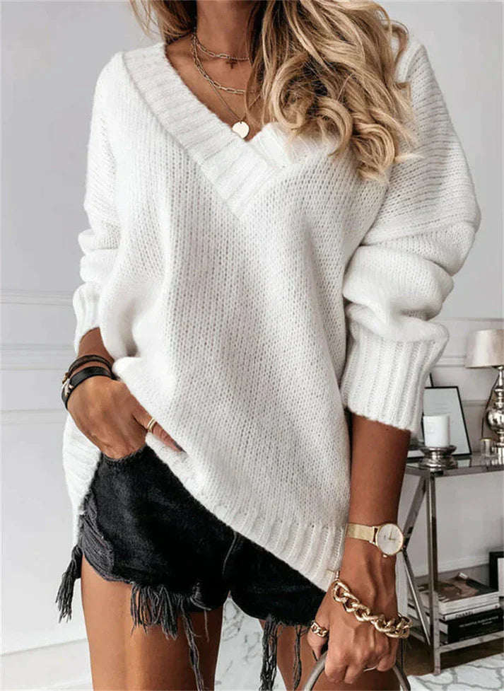 Billie - Women's Soft Knit V-Neck Sweater