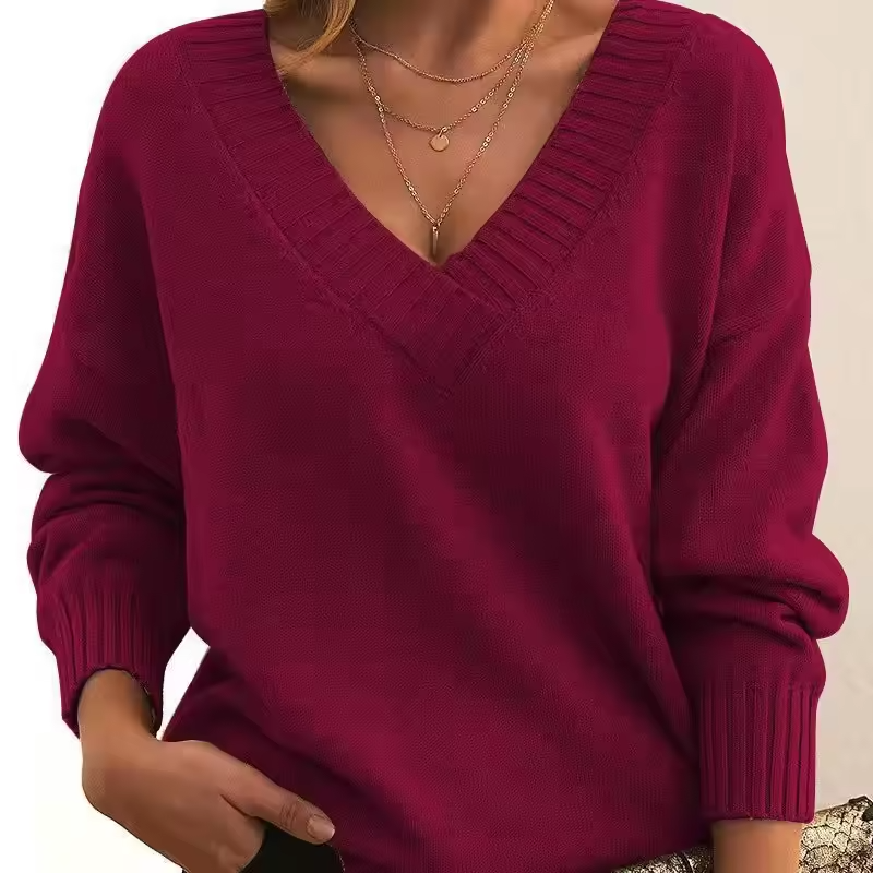 Skye - Women's V-Neck Knit Sweater