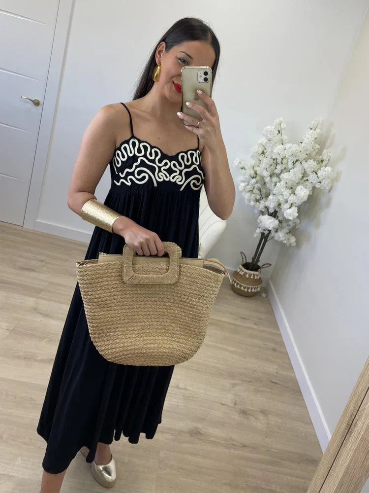 Nixie - Women's Embroidered Sling Maxi Dress - photo 4