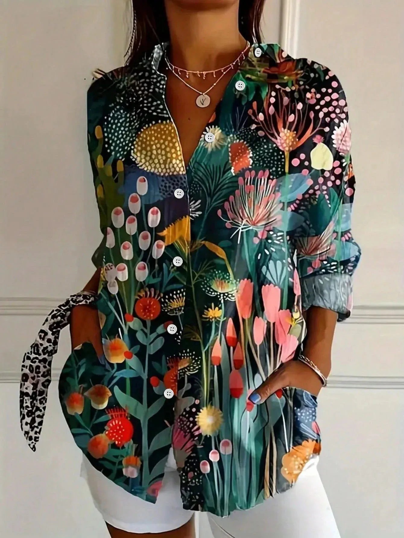 Women's Blouse | Abstract Print Button Front