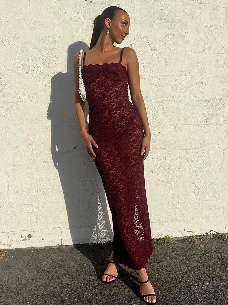Sophia - Women's Lace Bodycon Maxi Dress - photo 4