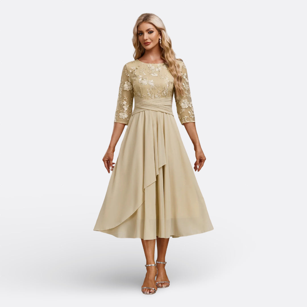 Women's Lace Midi Dress – Beige