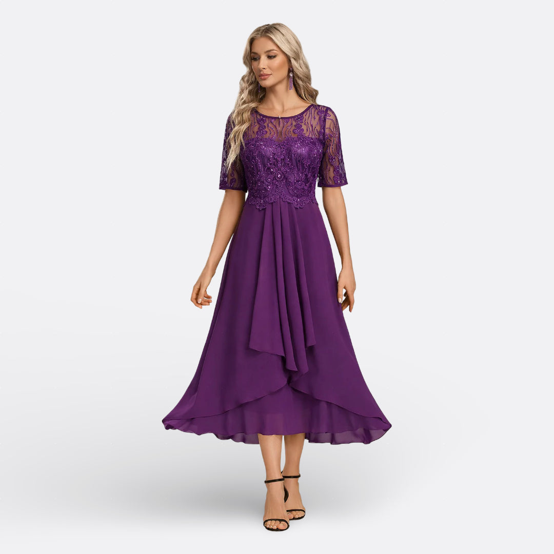 Women's Lace Midi Dress – Purple