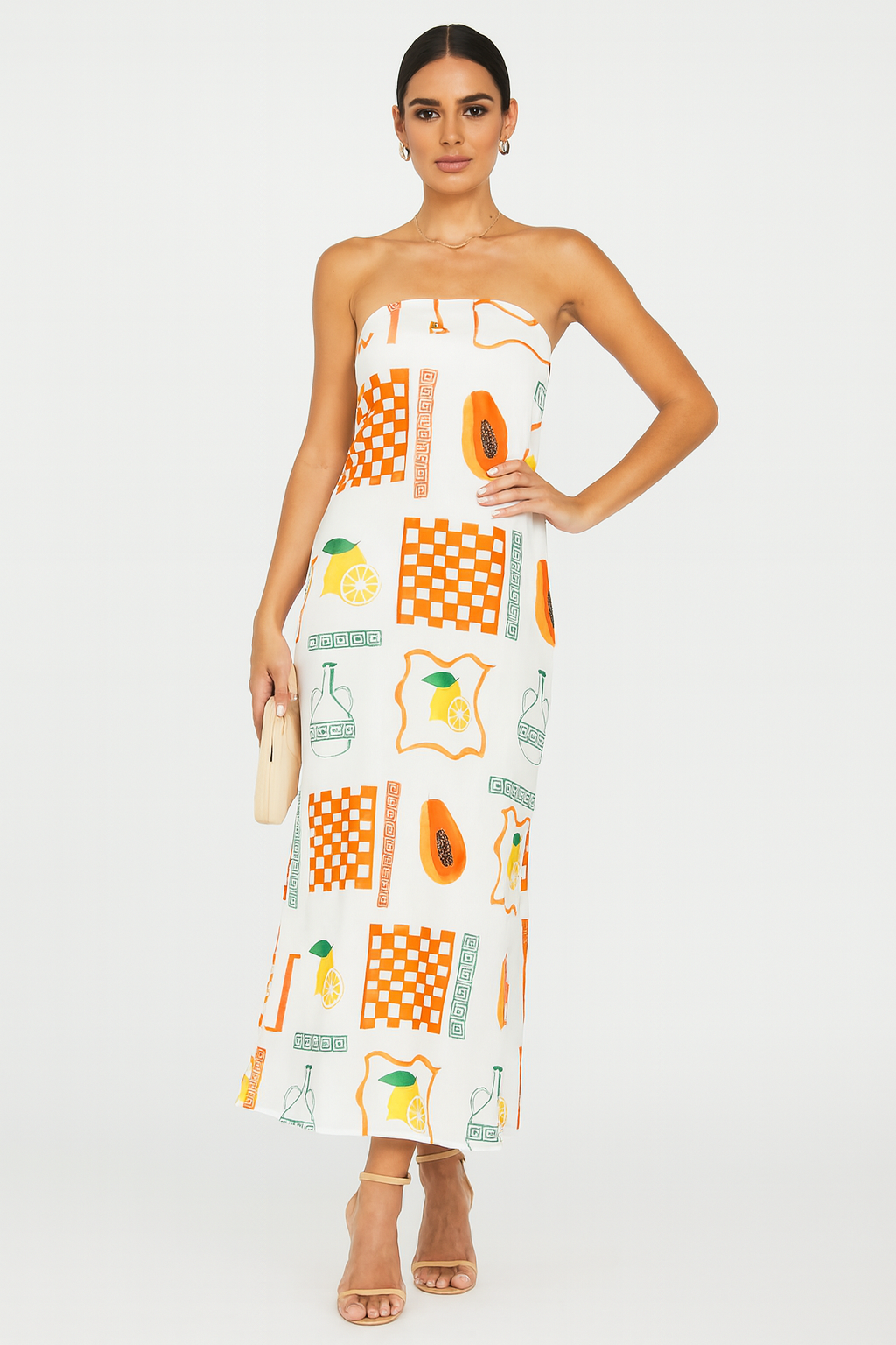 Stella - Women's Tropical Print Strapless Maxi Dress with Flowy Design - photo 5