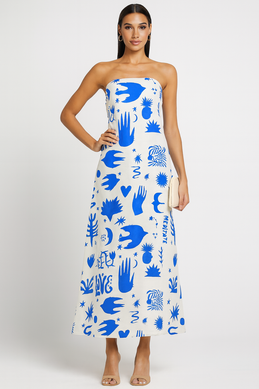 Stella - Women's Tropical Print Strapless Maxi Dress with Flowy Design - photo 7