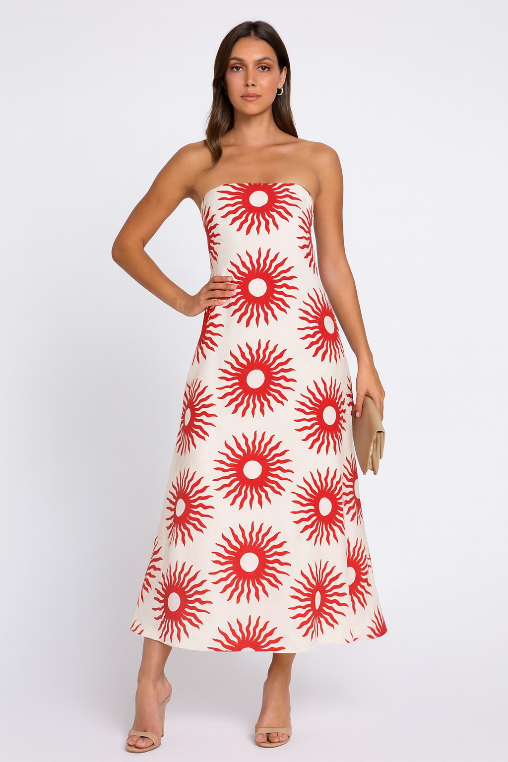 Stella - Women's Tropical Print Strapless Maxi Dress with Flowy Design - photo 8