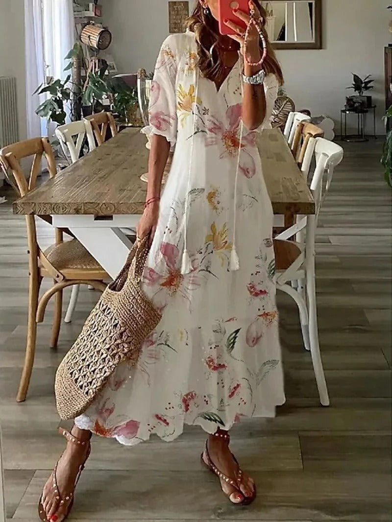 Matilda - Women's V-Neck Boho Maxi Dress
