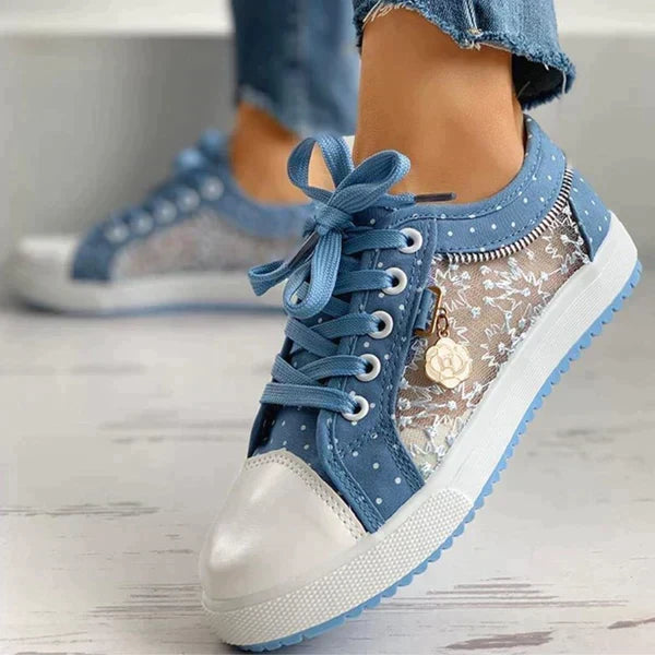 Ballerine comfort da donna azzurre con soletta imbottita