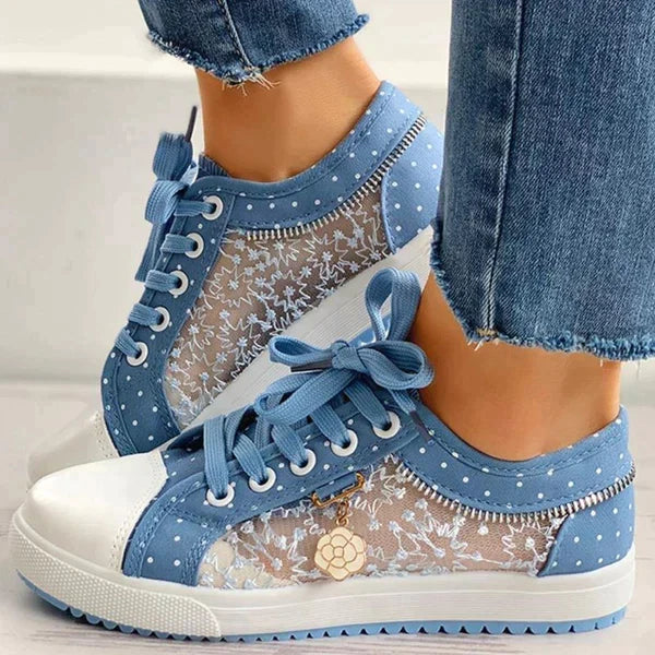 Ballerine comfort da donna azzurre con soletta imbottita