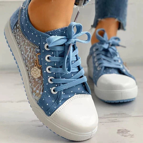 Ballerine comfort da donna azzurre con soletta imbottita