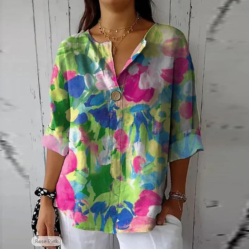 Juno - Women's Floral Print Spring Blouse