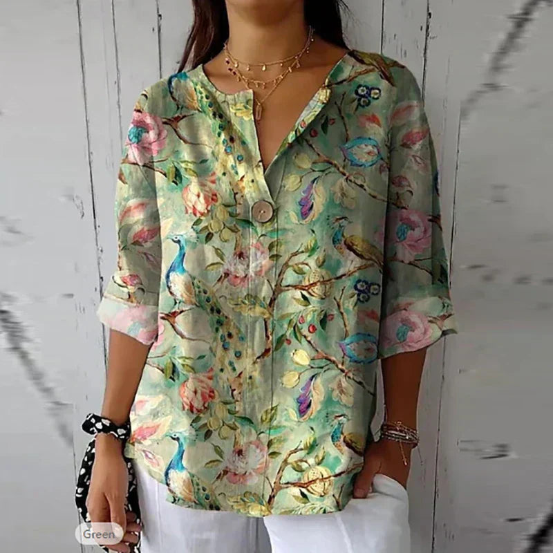 Juno - Women's Floral Print Spring Blouse