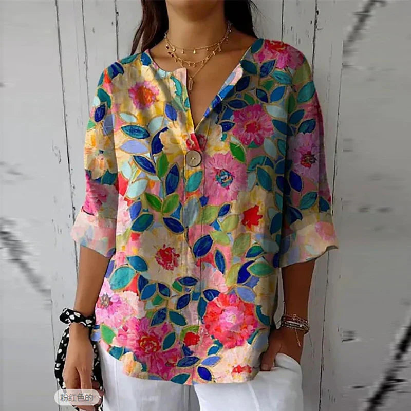 Juno - Women's Floral Print Spring Blouse