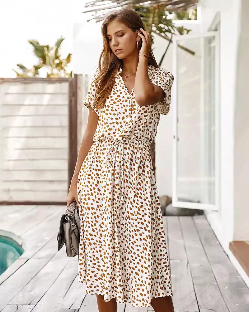 Hazel - Women's Leopard Print Midi Dress - photo 3
