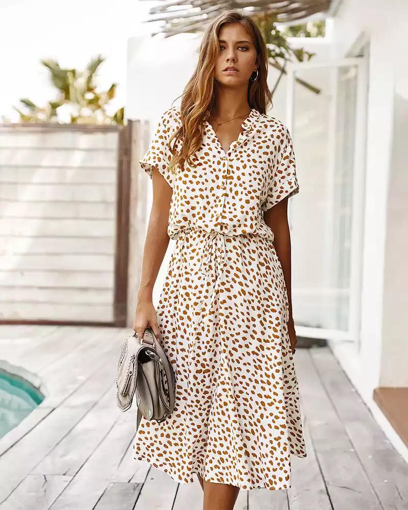 Hazel - Women's Leopard Print Midi Dress - photo 1