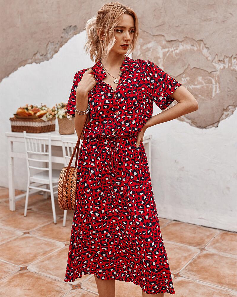 Hazel - Women's Leopard Print Midi Dress - photo 15