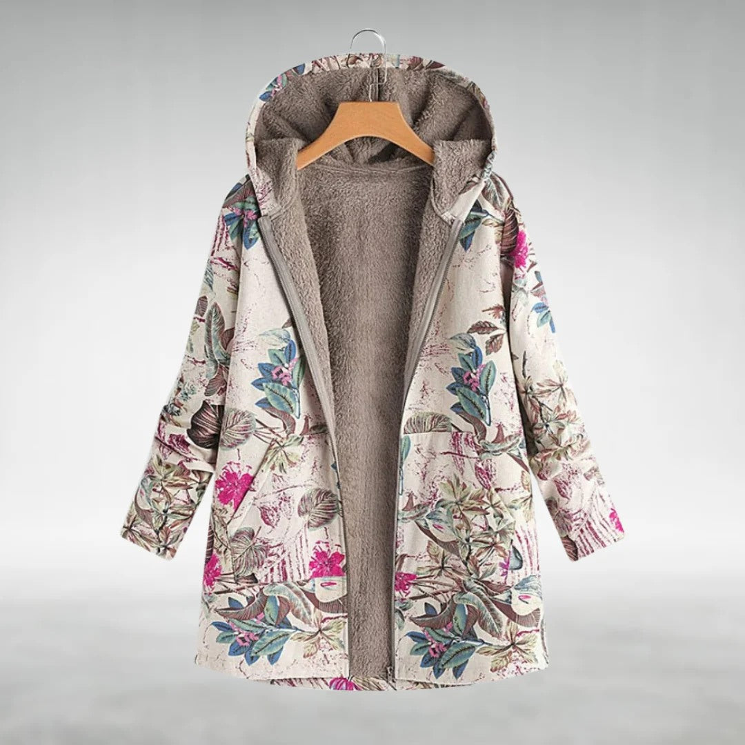 Hazel - Women's Floral Fleece Jacket