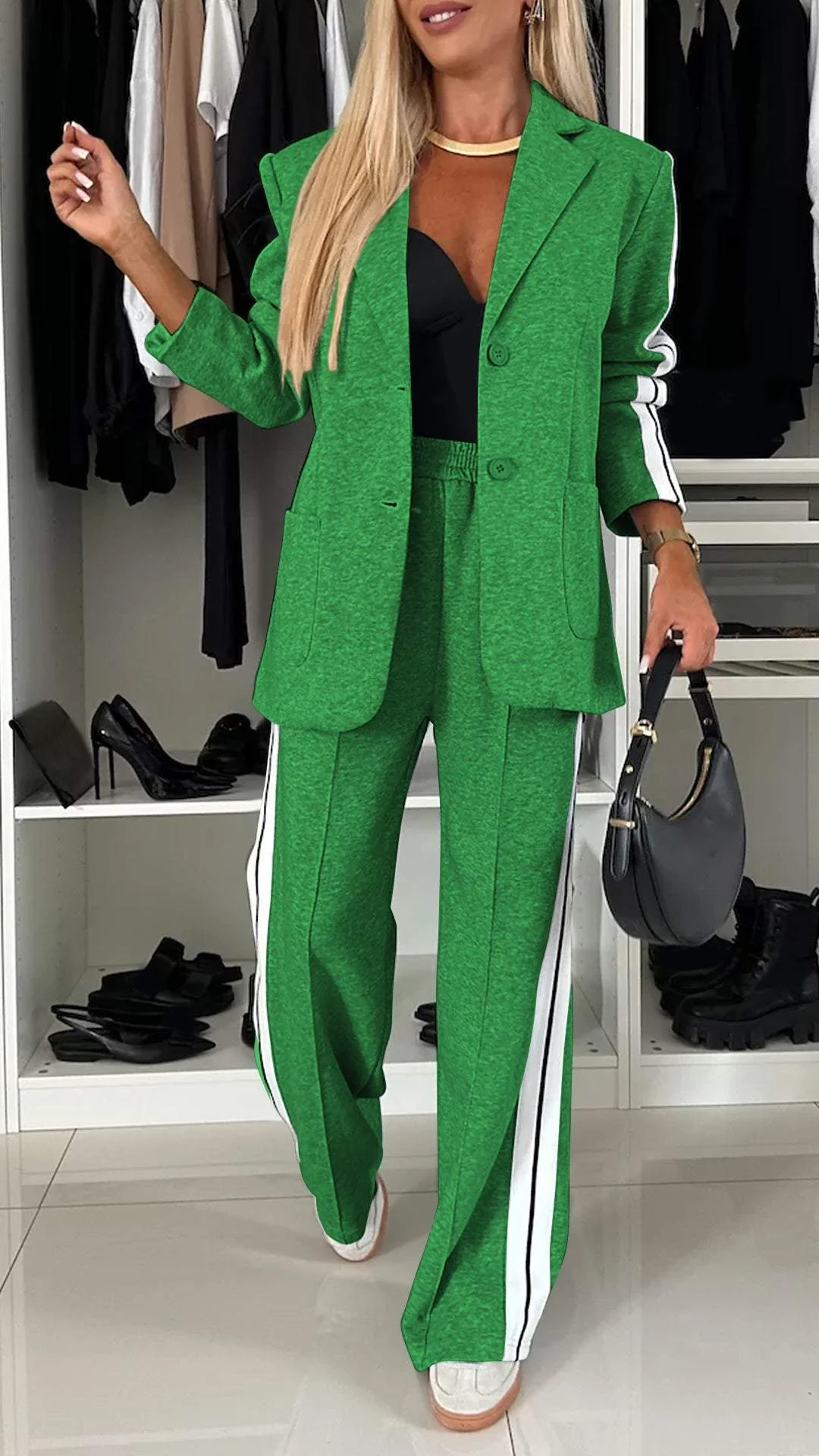 Daphne - Women's Luxe Striped Blazer and Pant Set
