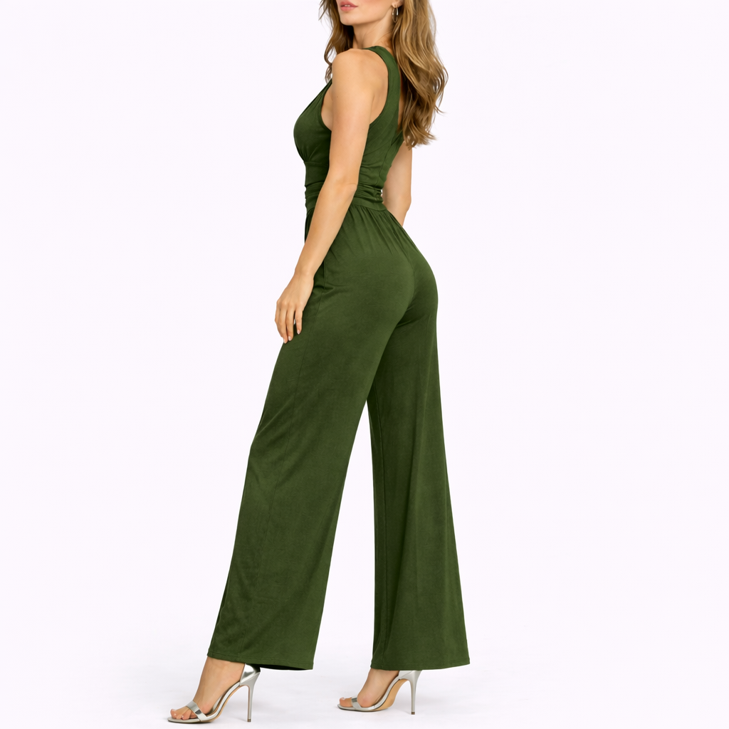 Women's Sleeveless Jumpsuit Wide Leg V-Neck
