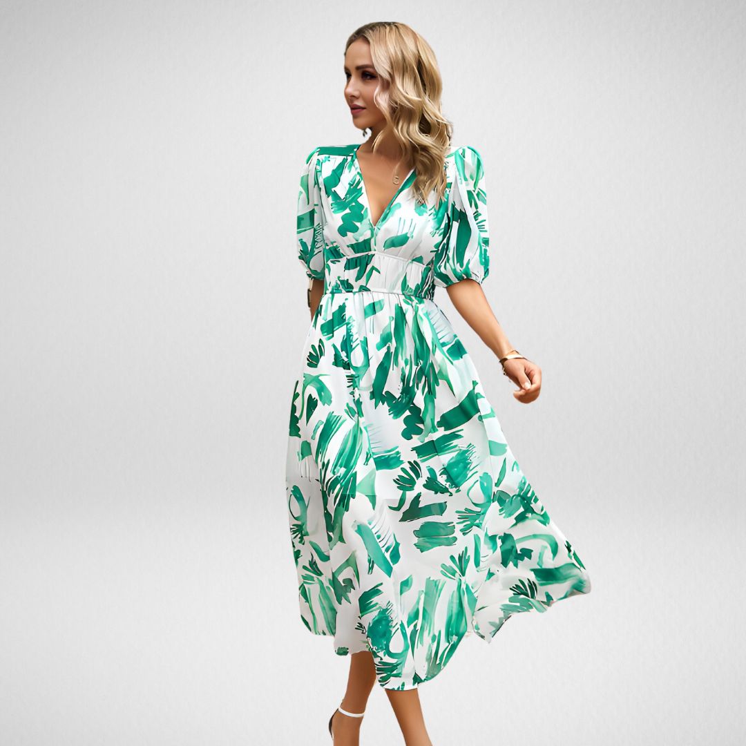 Amelia - Women's V-Neckline Midi Dress