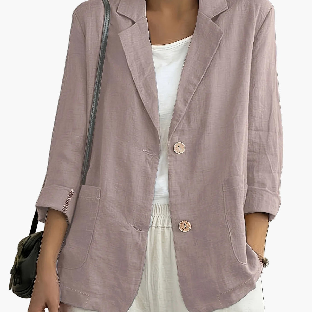 Women's Two-Button Blazer with Roll-Up Sleeves