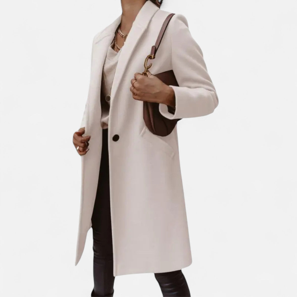 Ada - Women's Longline Coat with Button Front - photo 1