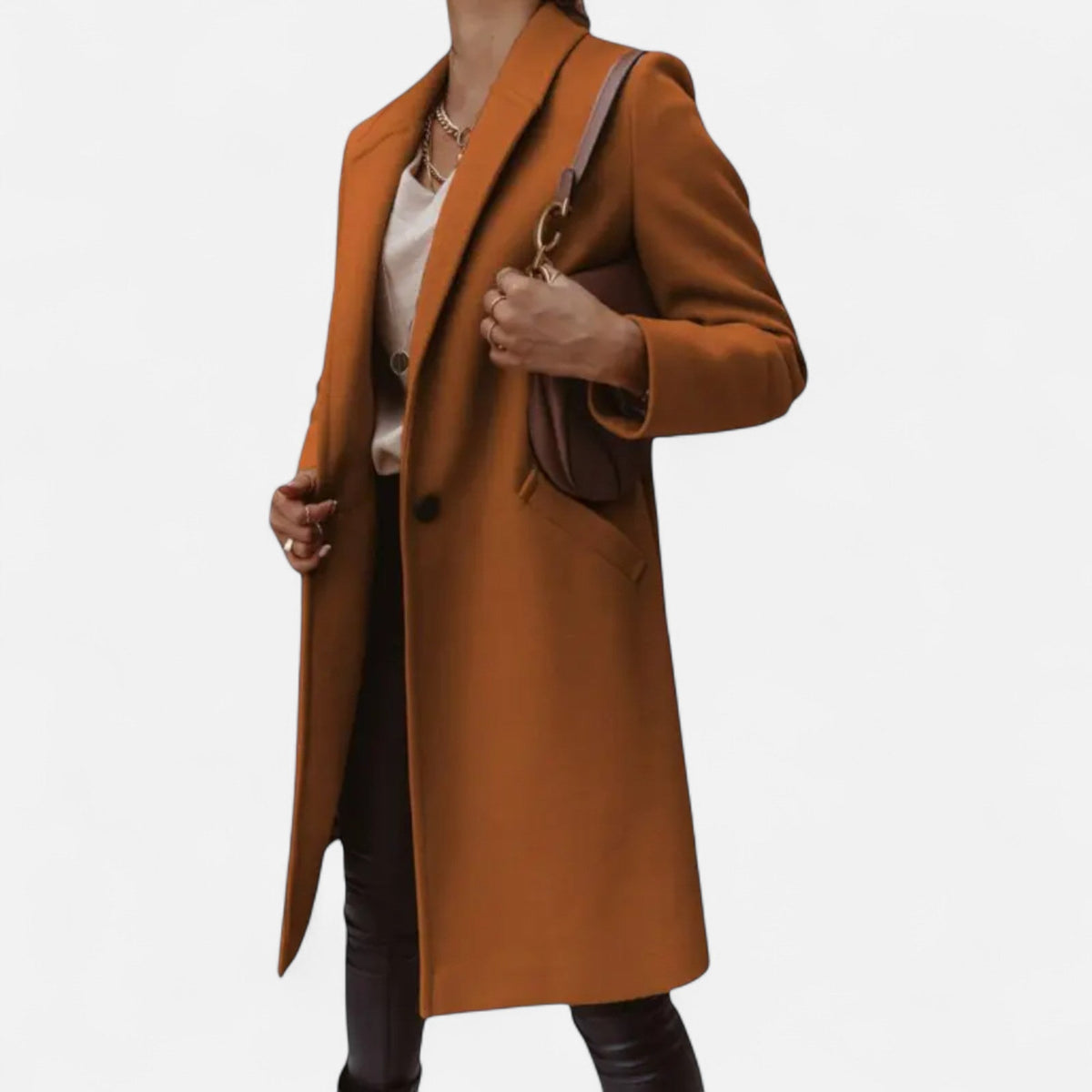 Ada - Women's Longline Coat with Button Front - photo 2
