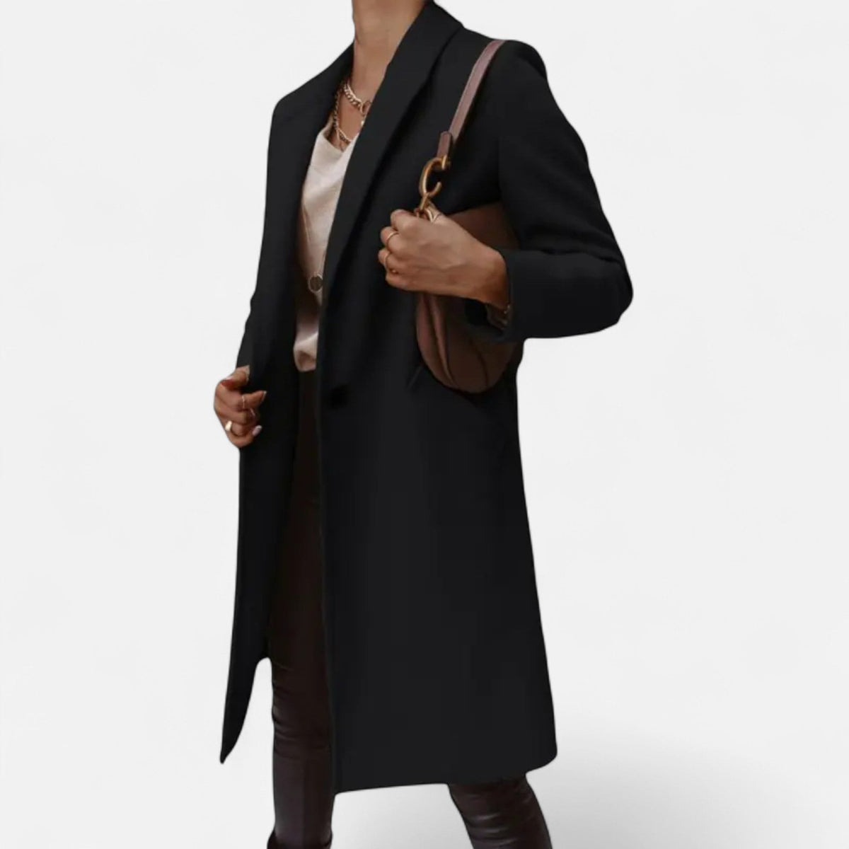 Ada - Women's Longline Coat with Button Front - photo 3