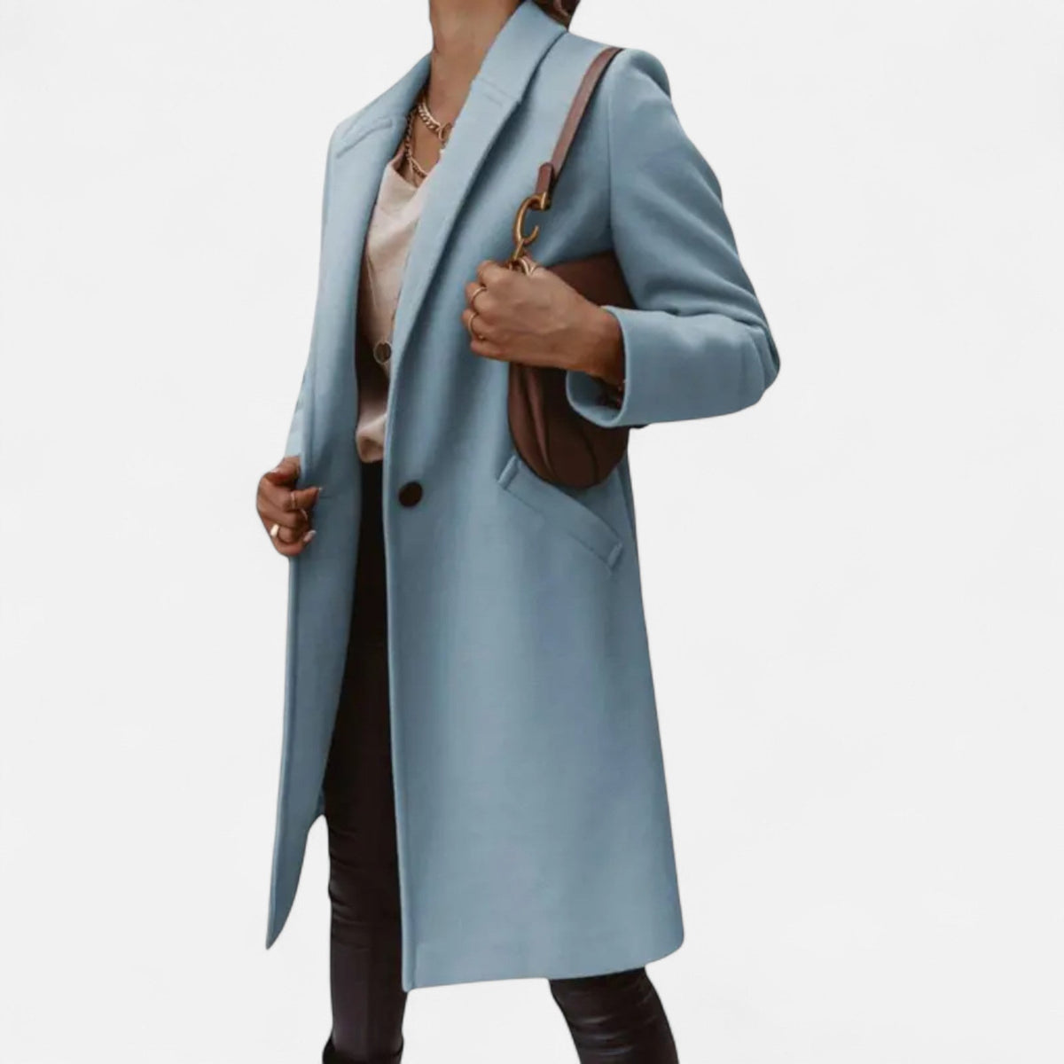 Ada - Women's Longline Coat with Button Front - photo 4