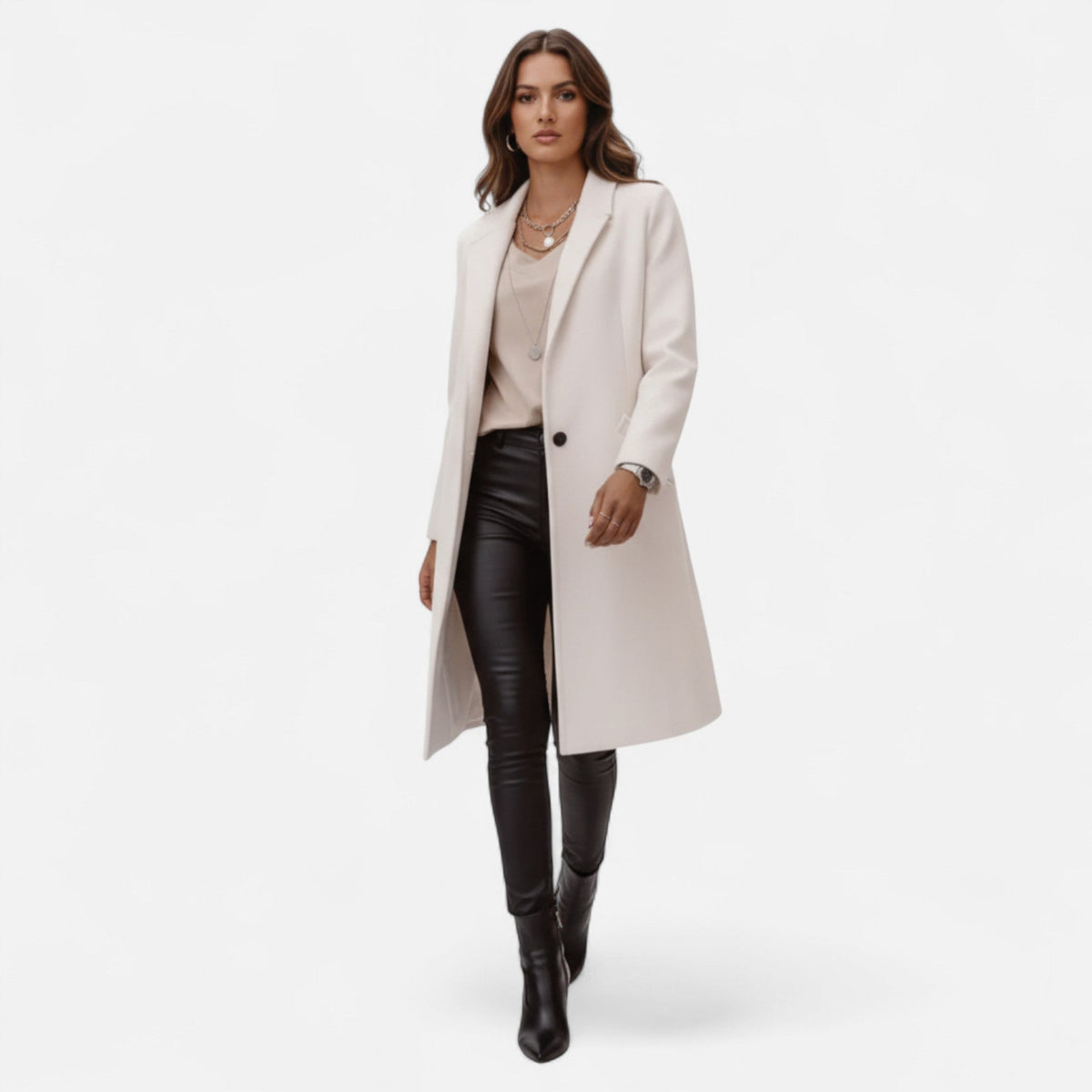 Ada - Women's Longline Coat with Button Front - photo 6