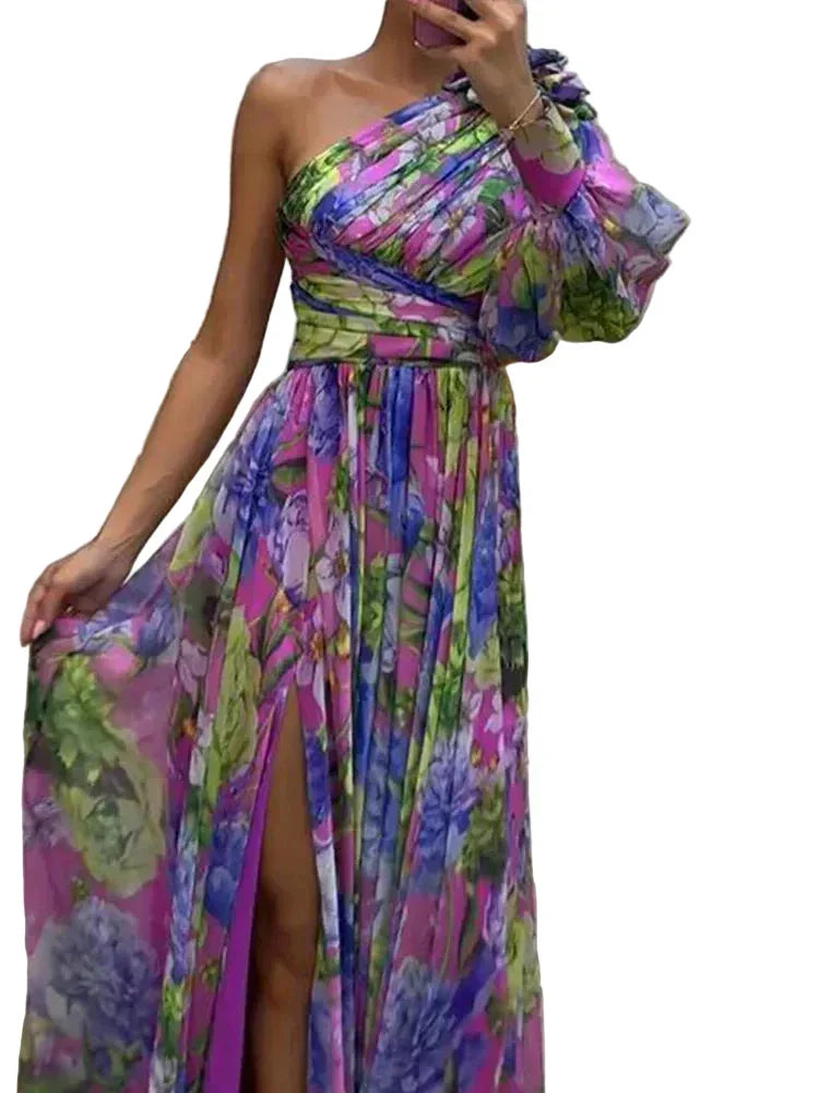 Constance - Women's Asymmetric Maxi Dress with a One-Shoulder Neckline