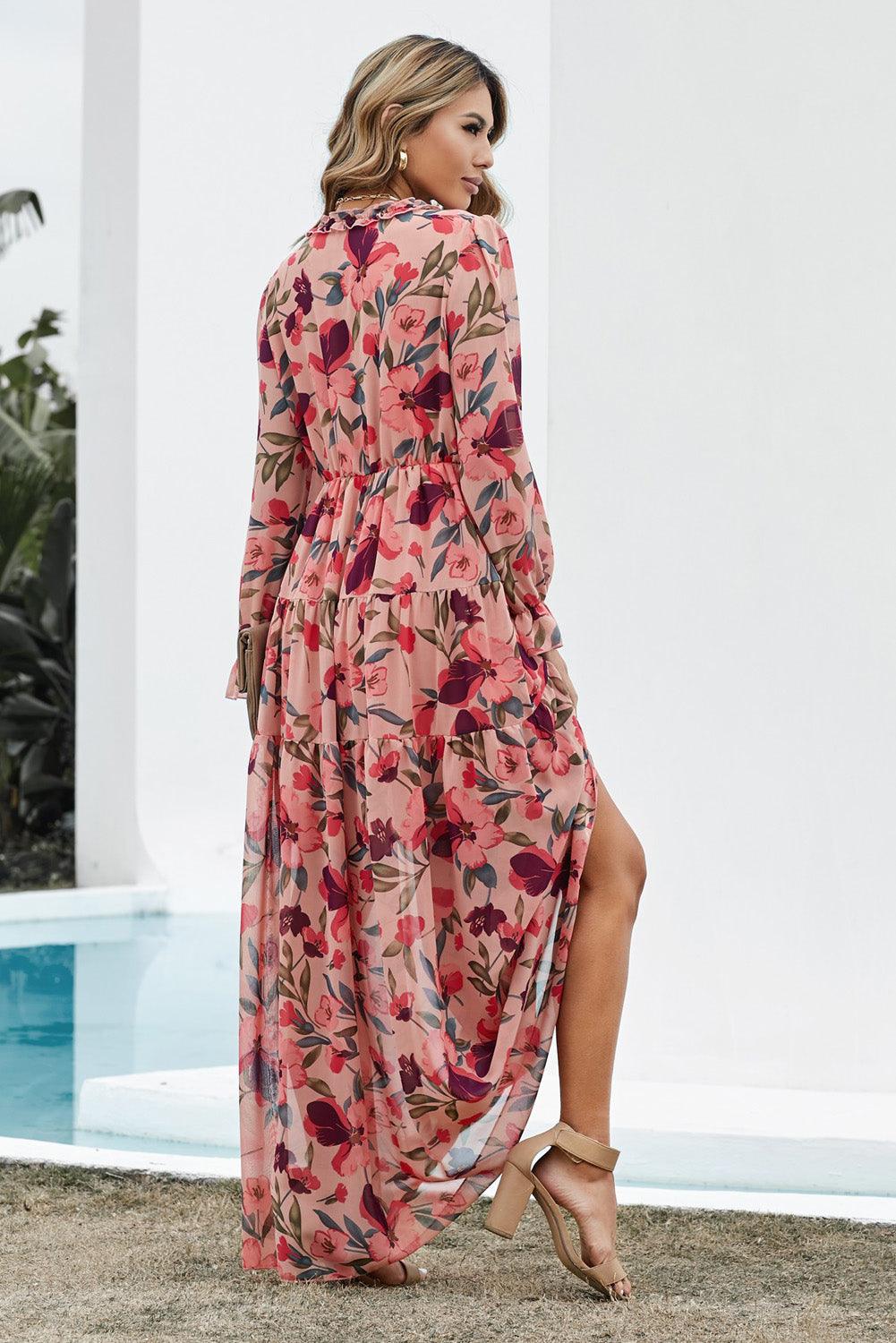 Aveline - Women's Wild Lotus Ruffle Tiered Maxi Dress - photo 2